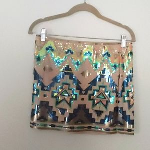 Express Sequined Mini Skirt, multi color, Sz Sm